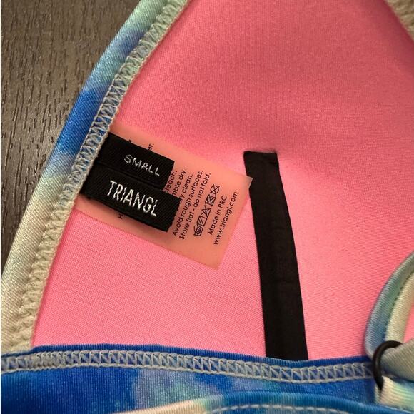 Triangl Blue White Tie Dye Bikini Set Women’s Swimwear Size Small - Picture 6 of 10